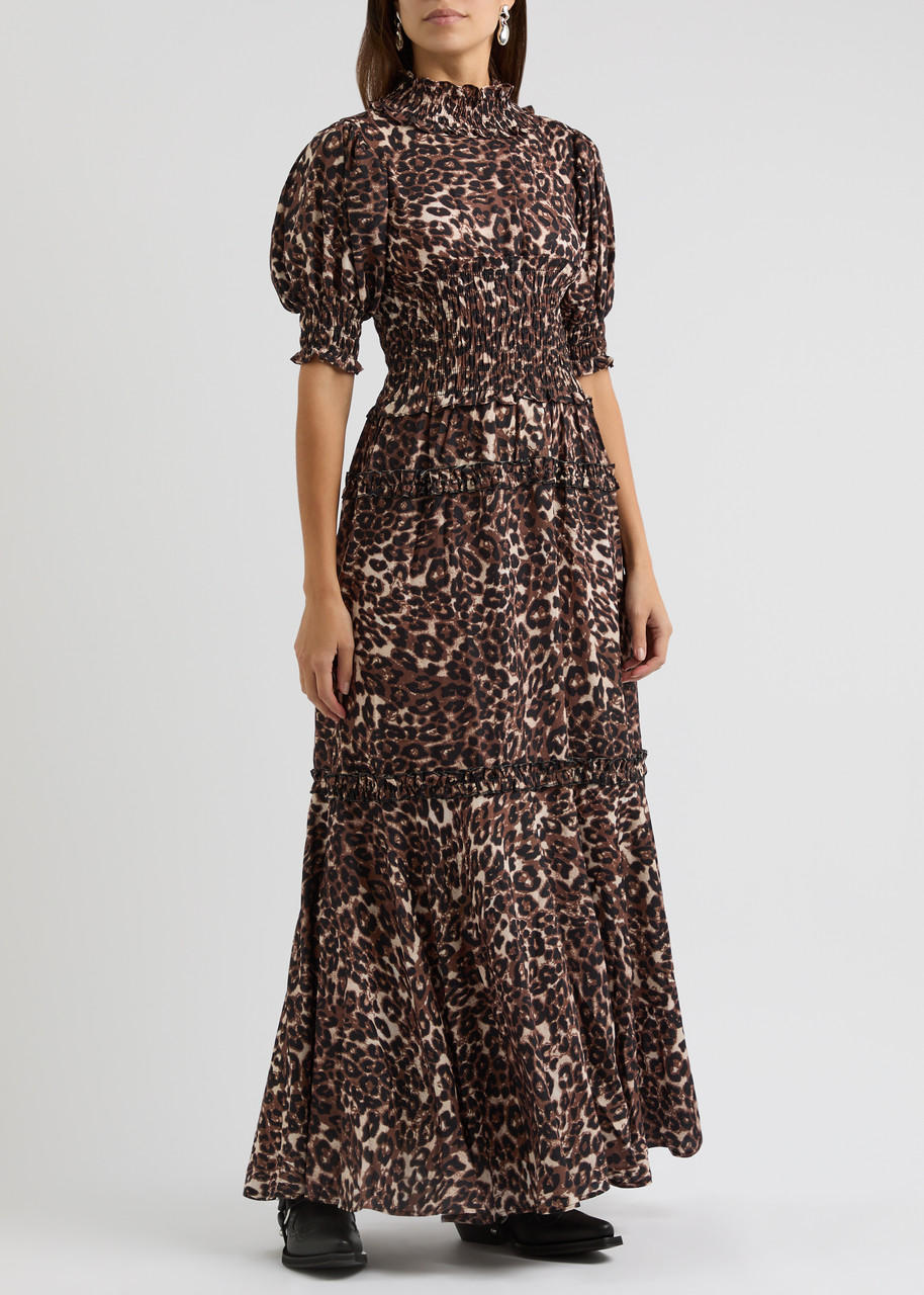 Sister Jane Lise Leopard-print Woven Midi Dress In Leopard