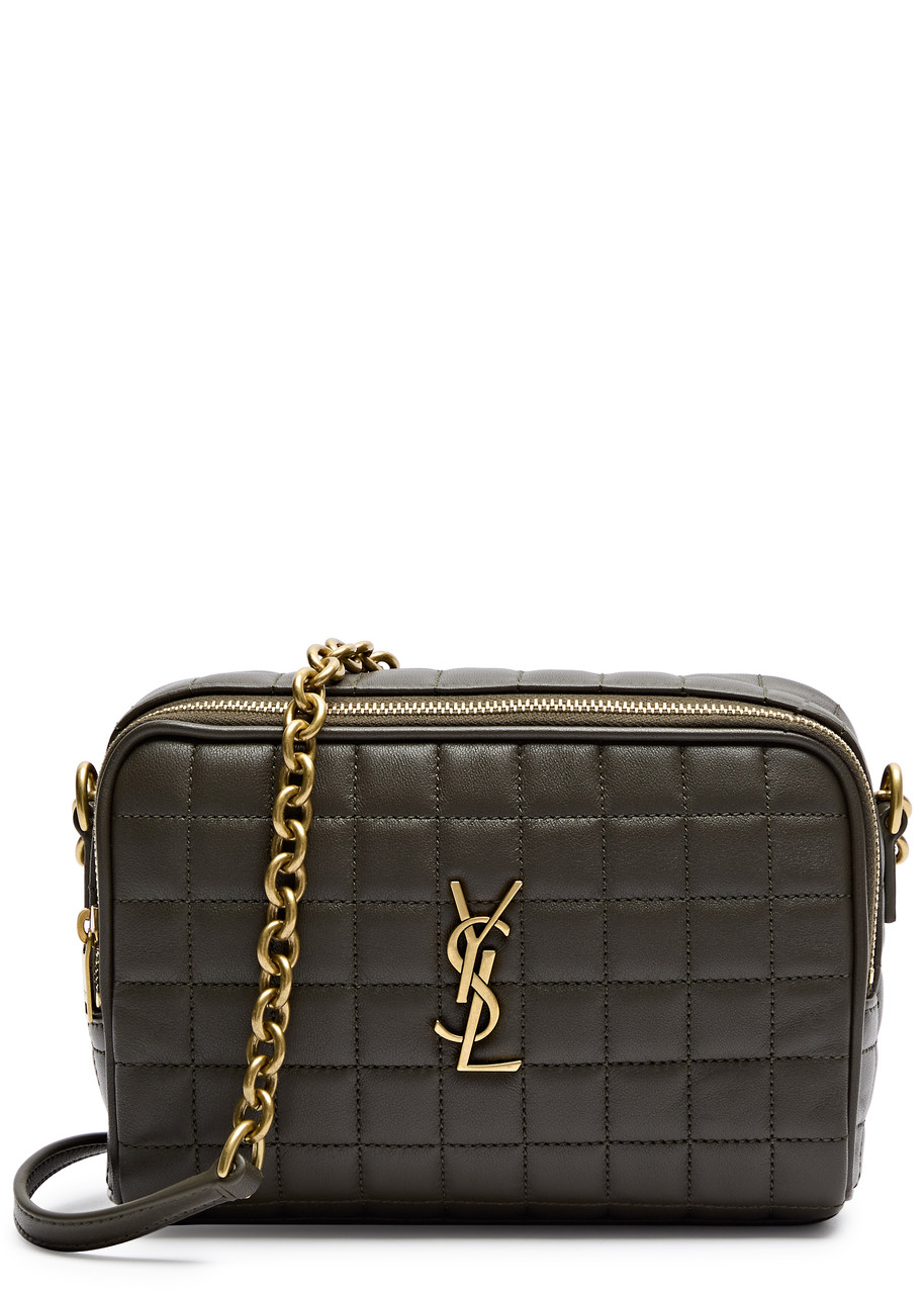 Saint Laurent Cassandre Quilted Leather Camera Bag In Olive