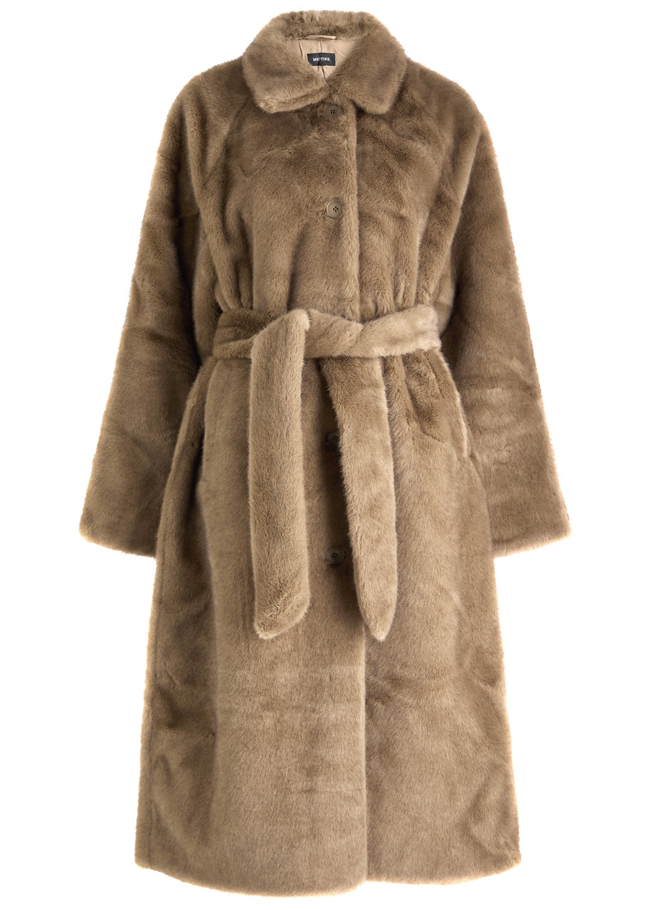 Meotine Kelly Belted Faux fur Coat - Light Brown - XS/S (UK6-8 /xs)
