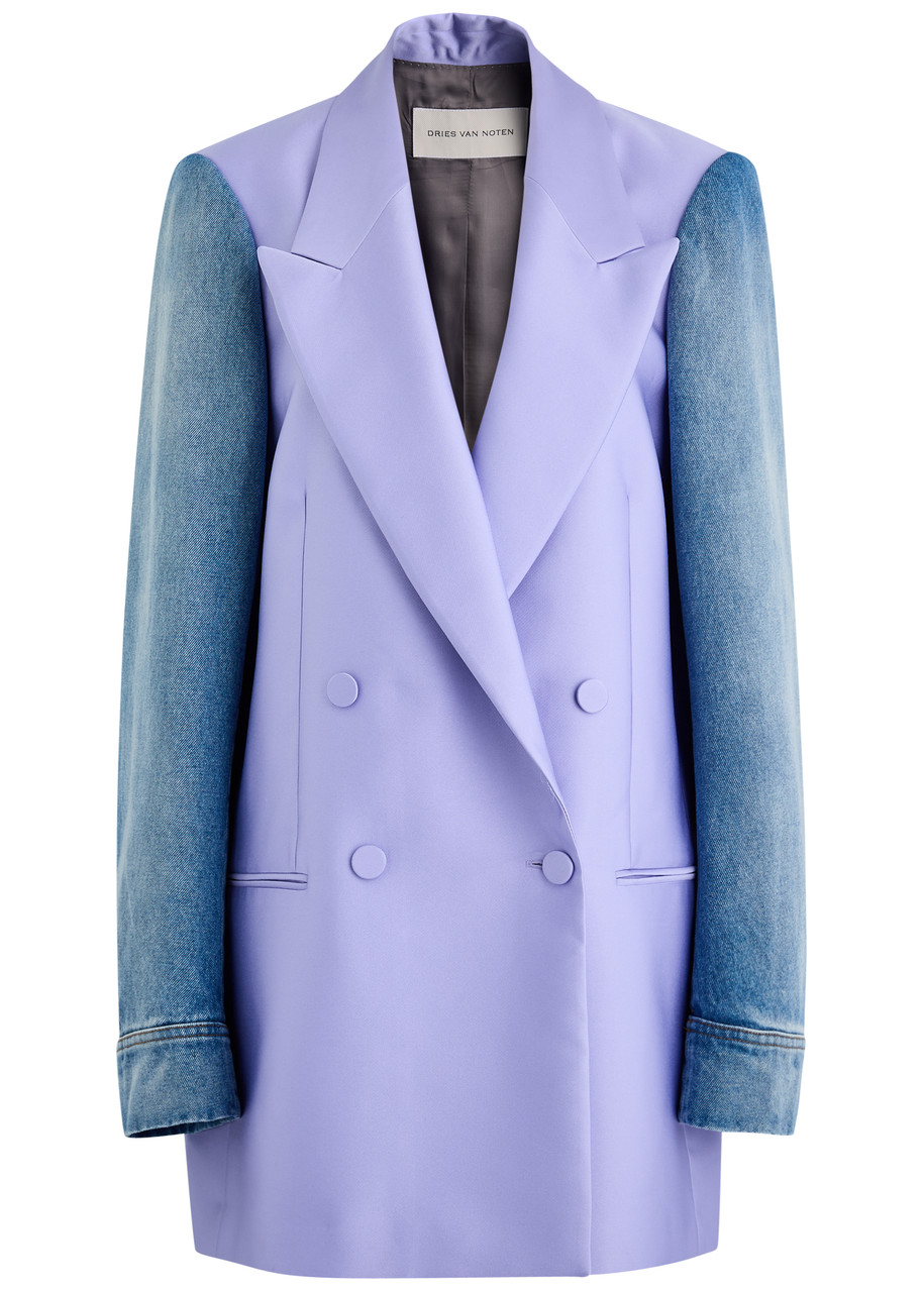 Dries Van Noten Blink Bis Denim and Satin Blazer - Lilac - S (UK8-10 / S)