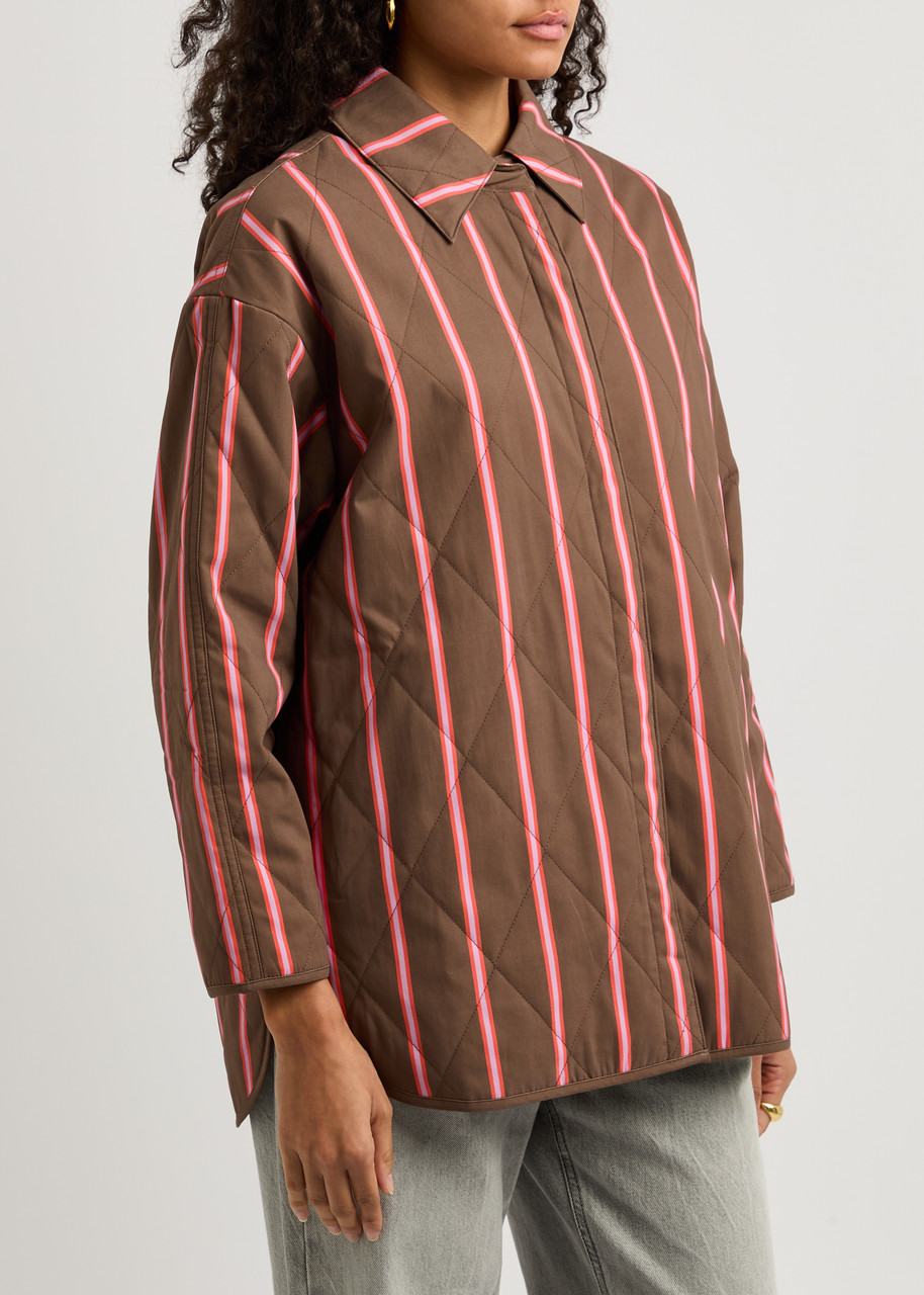 Lmnd Lemonade Parker Striped Quilted Jacket In Brown