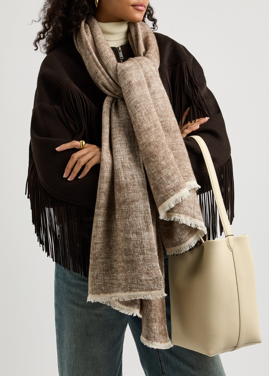 Denis Colomb Hokkaido Cotton-blend Scarf In White And Grey