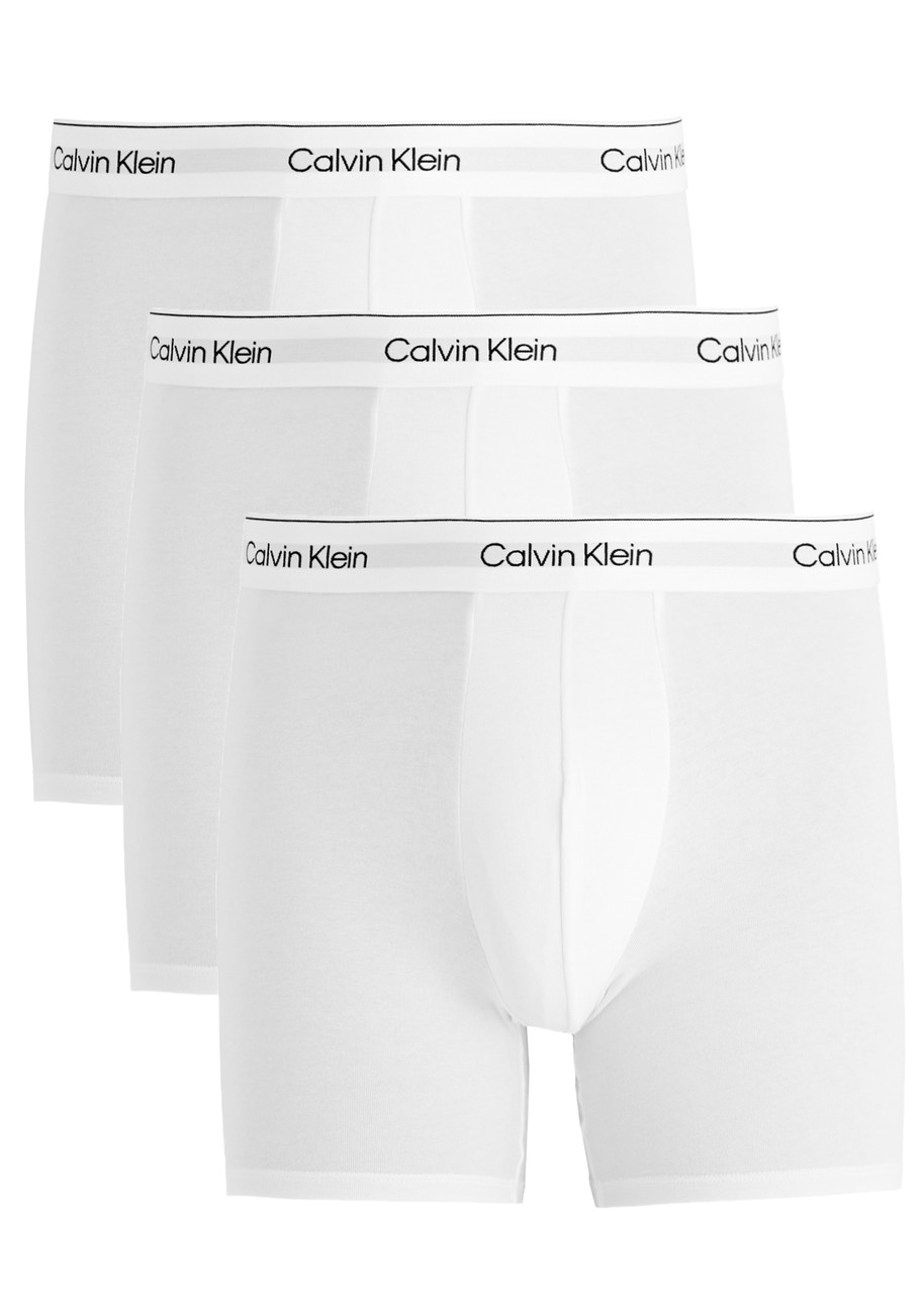 Calvin Klein Mens White Pack Of Three Cotton Stretch Classic-fit Stretch-cotton Trunks In White