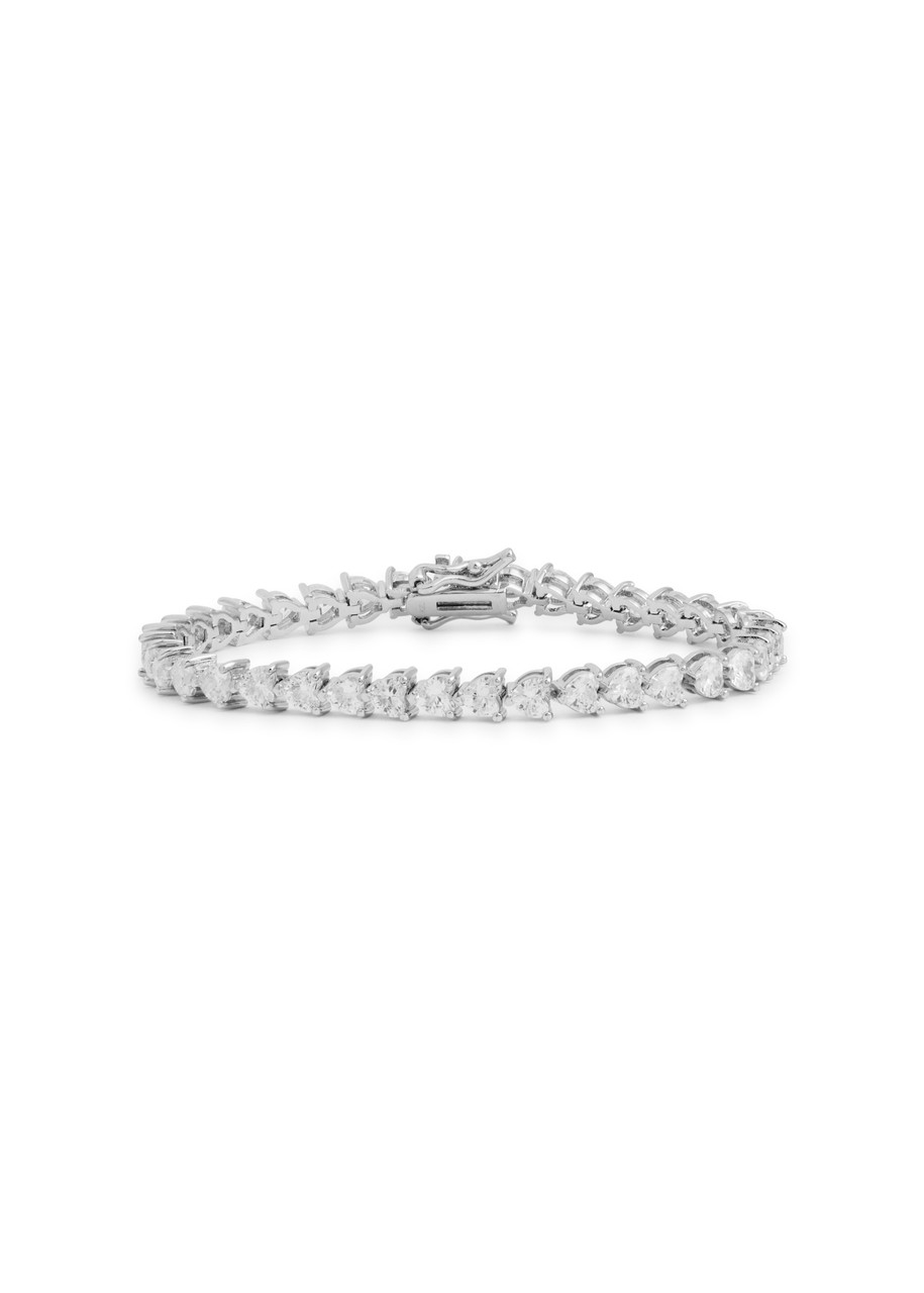 CZ BY Kenneth Jay Lane Heart Crystal-embellished Tennis Bracelet - Silver - One Size