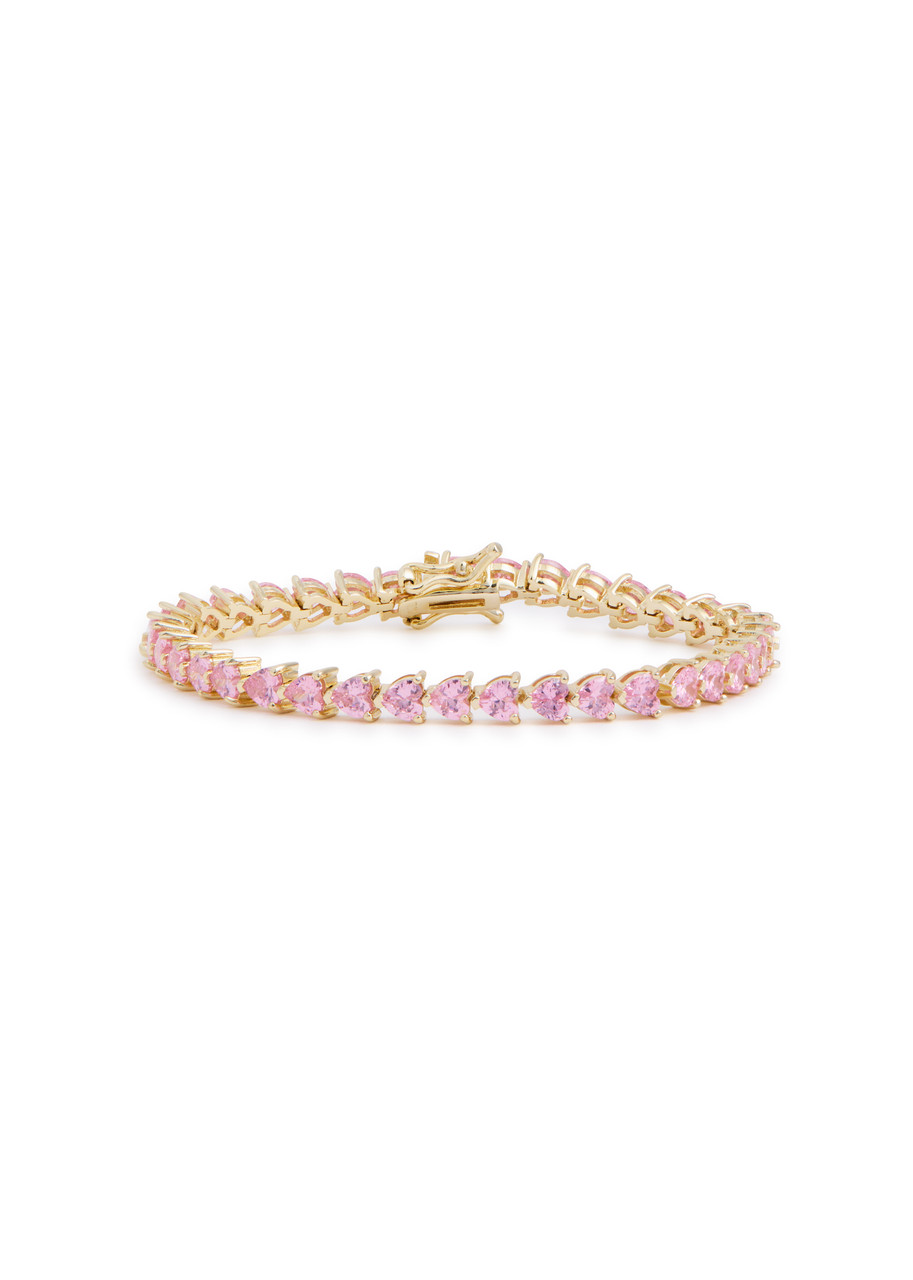 CZ BY Kenneth Jay Lane Heart Crystal-embellished Tennis Bracelet - Pink - One Size