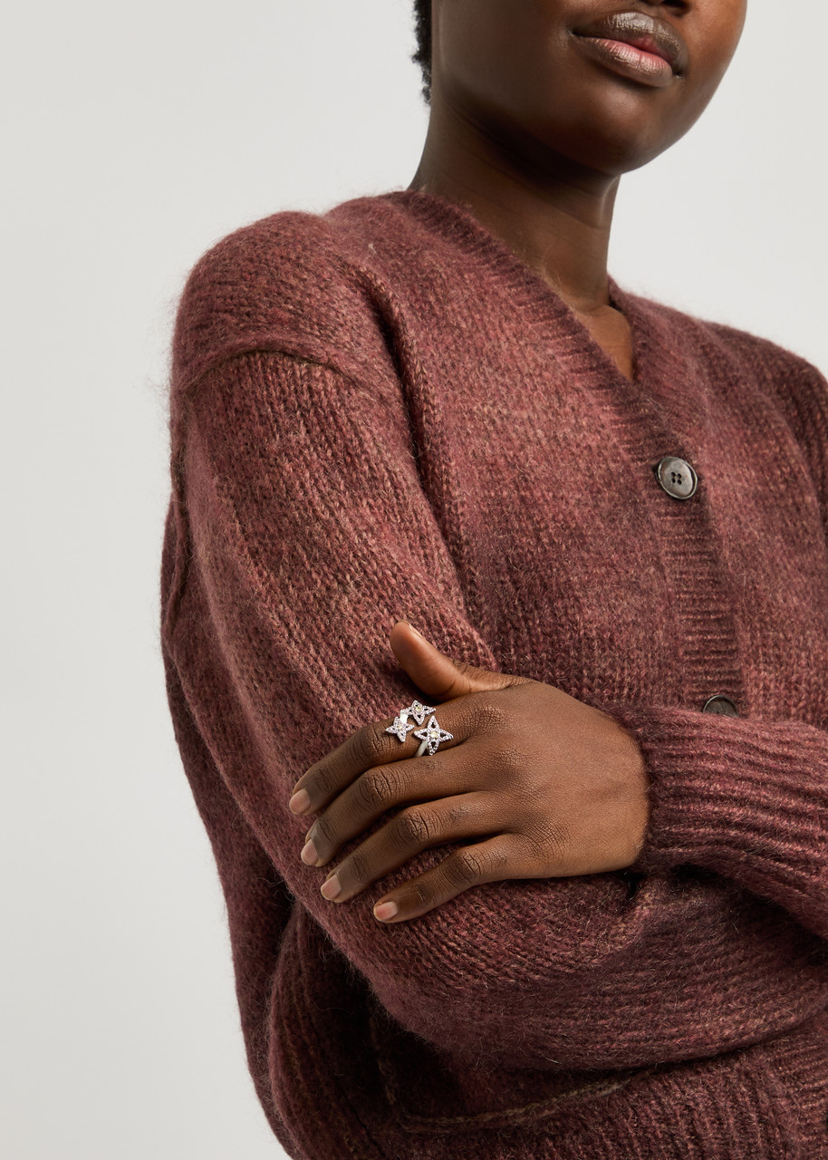 Basliq Star Boy Embellished Enamel Ring In White