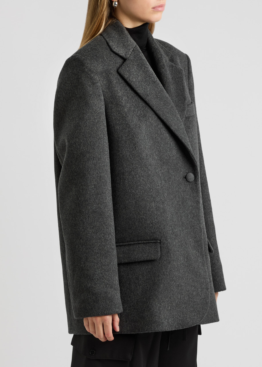 Rohe Grey Double-breasted Jacket With Notched Revers In Wool Blend Woman In Grey