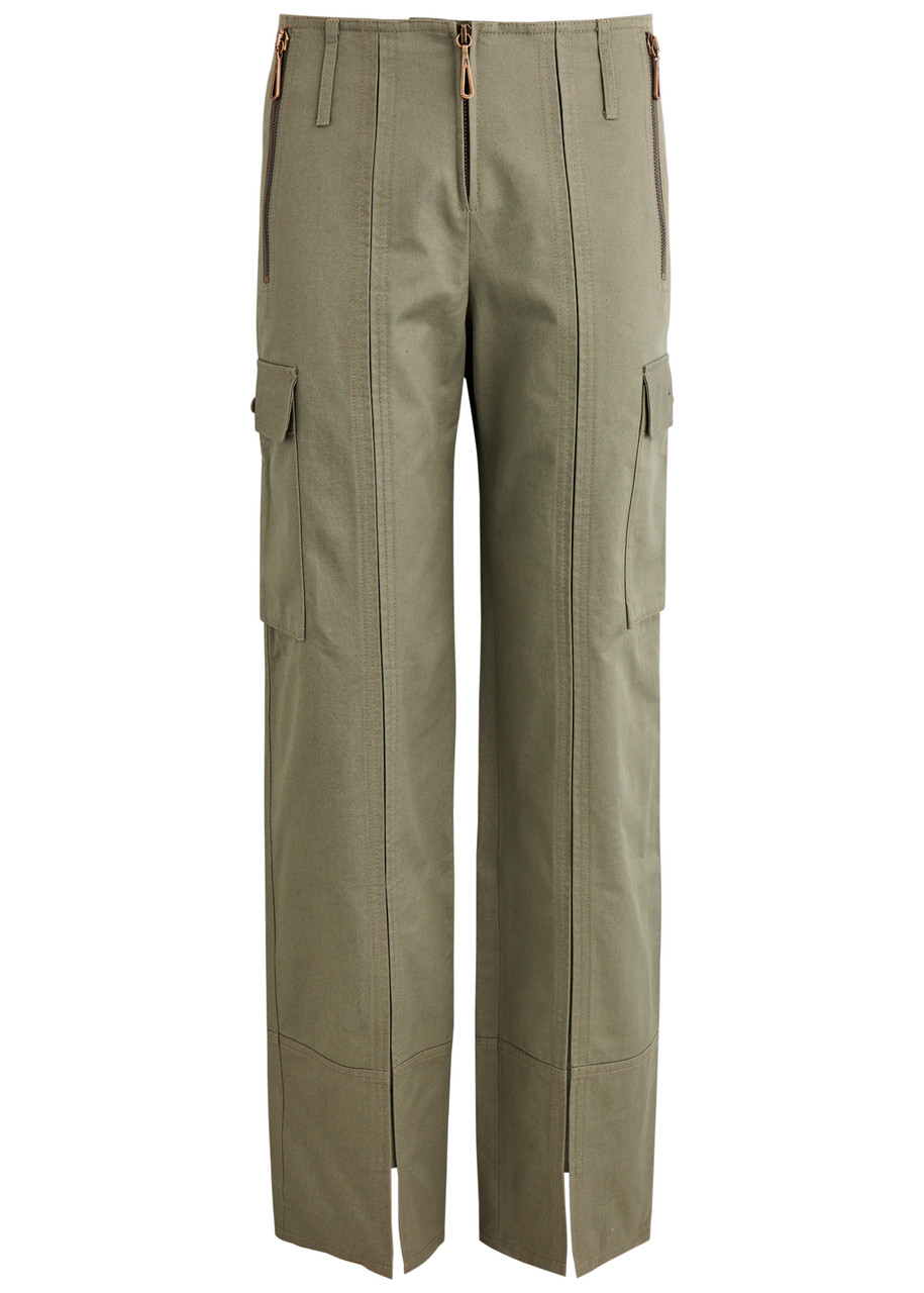 Rabanne Straight-leg Cotton Cargo Trousers In Green Olive