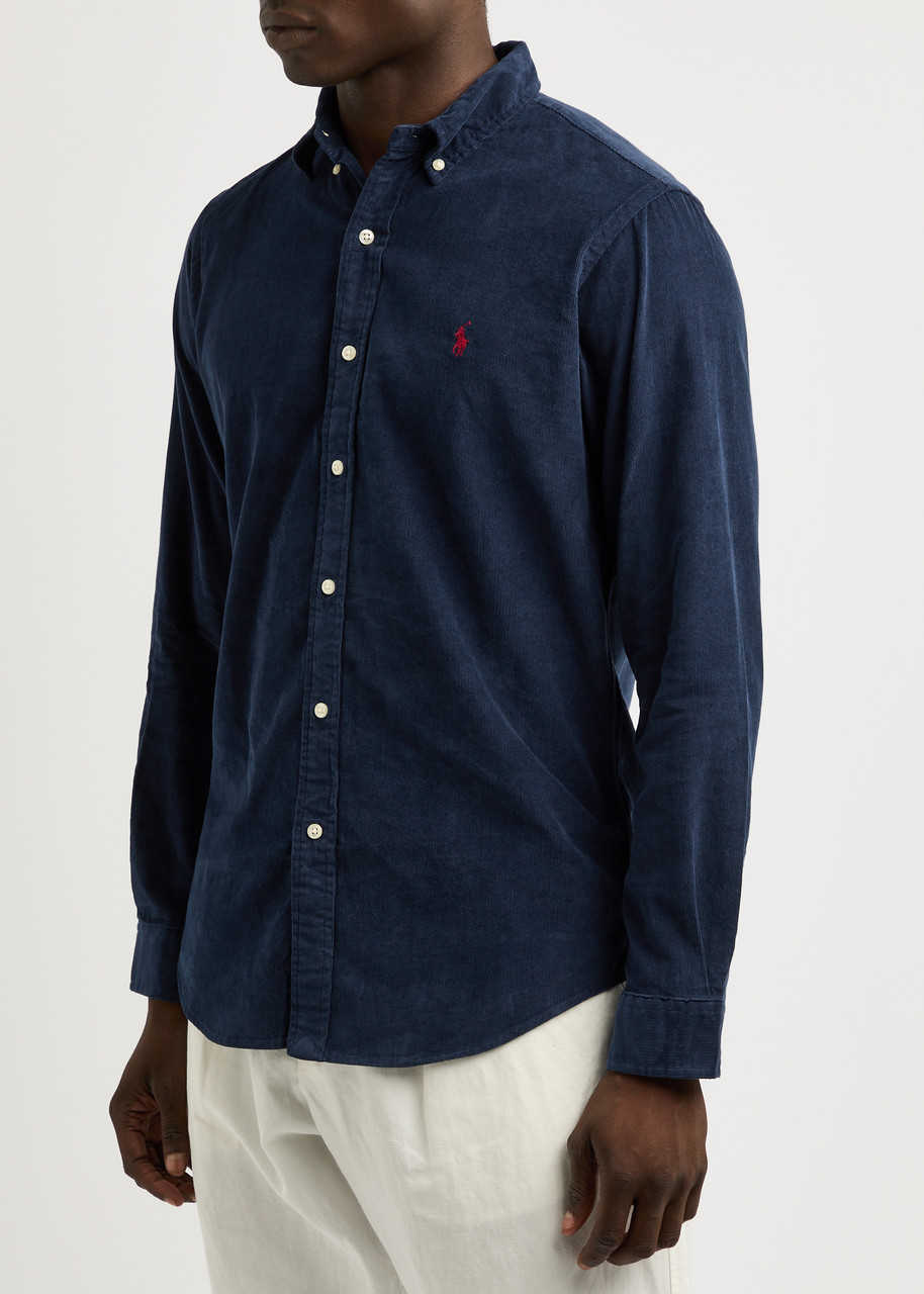 Polo Ralph Lauren Shirt Fitted Button-down Collar In Navy