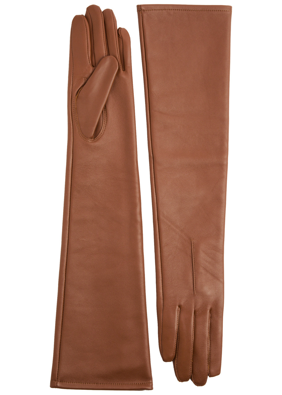 Dents Mia Leather Long Gloves In Tan