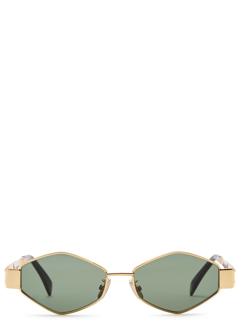  Celine Triomphe Hexagonal-frame Sunglasses - Gold - One Size 