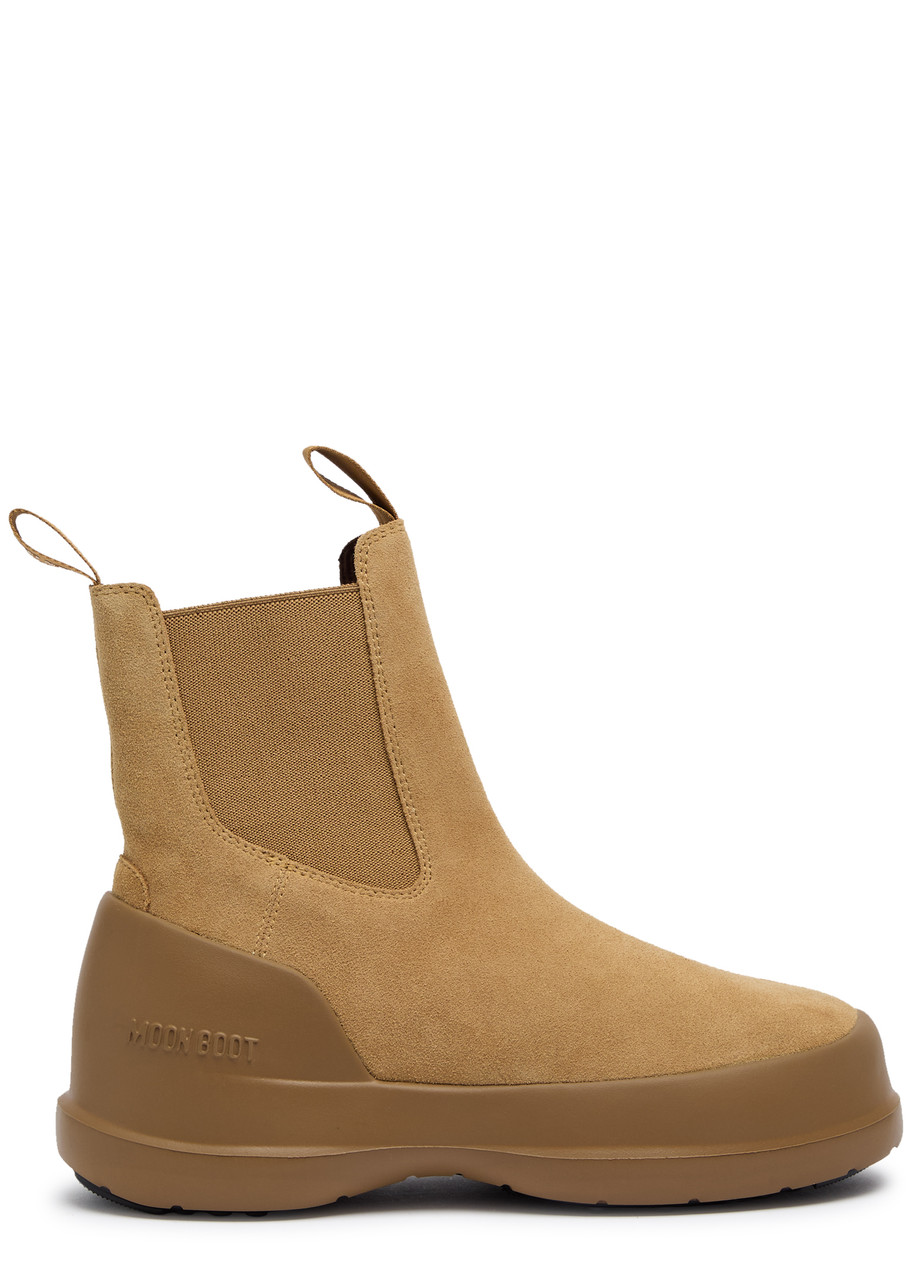 Moon Boot Mb Luna Chelsea Ankle Boots In Leather Color Suede In Beige