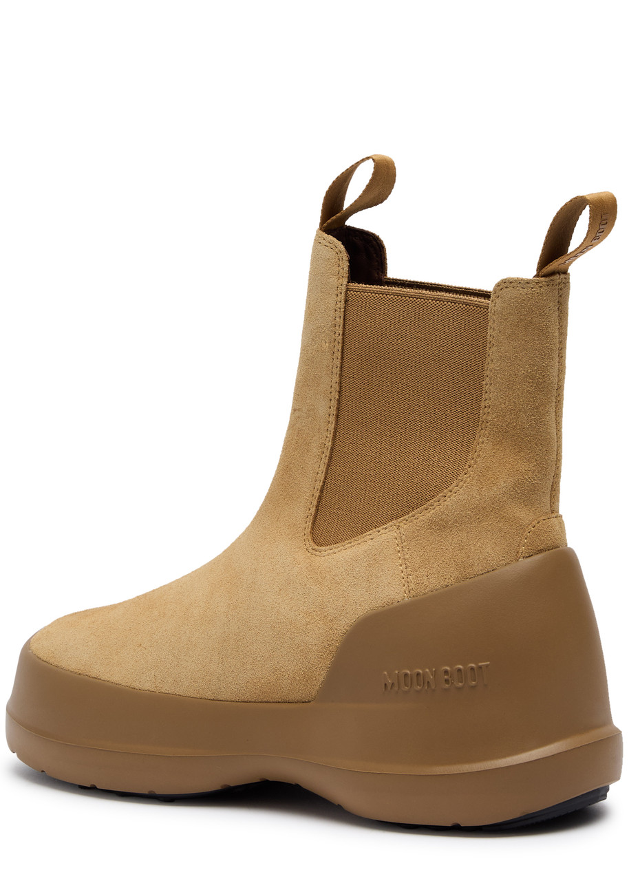 Moon Boot Mb Luna Chelsea Ankle Boots In Leather Color Suede In Beige