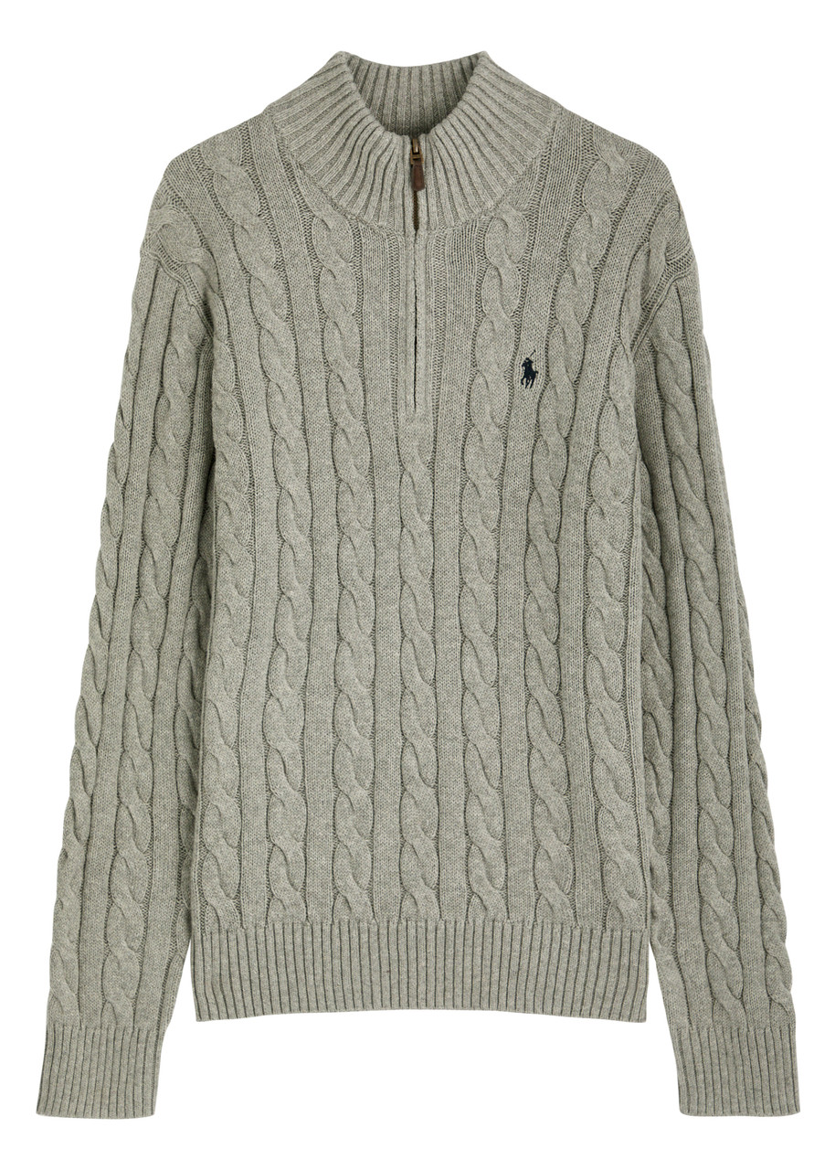 Polo Ralph Lauren Half-zip Cable-knit Cotton Jumper - Grey