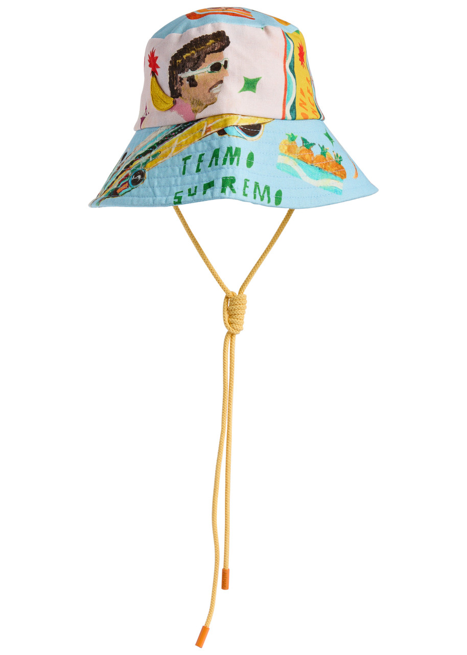 Alemais All Aboard Printed Linen Bucket hat - Multicoloured - One Size