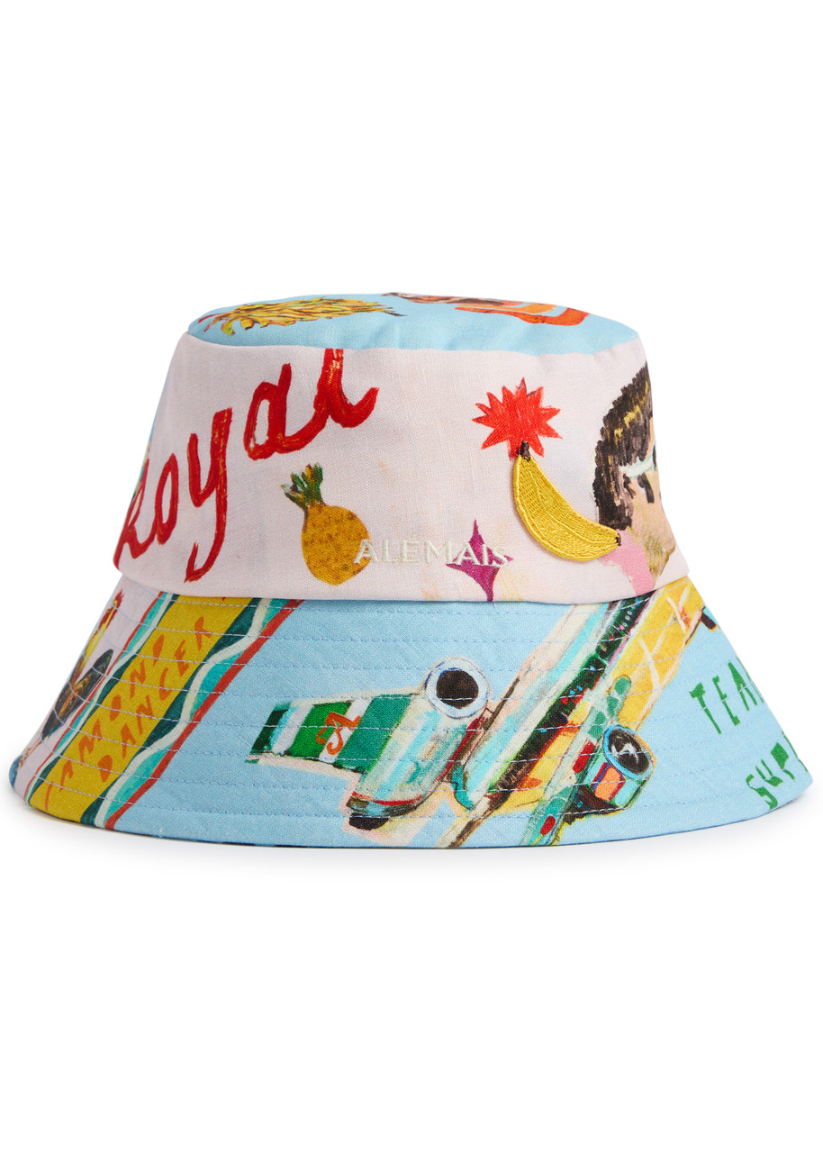  Alemais All Aboard Printed Linen Bucket Hat - Multicoloured - One Size 