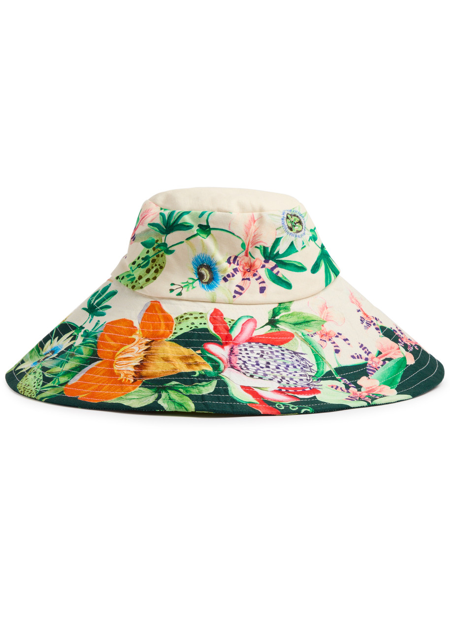  Alemais Aggie Printed Linen Sun Hat - Multicoloured - One Size 