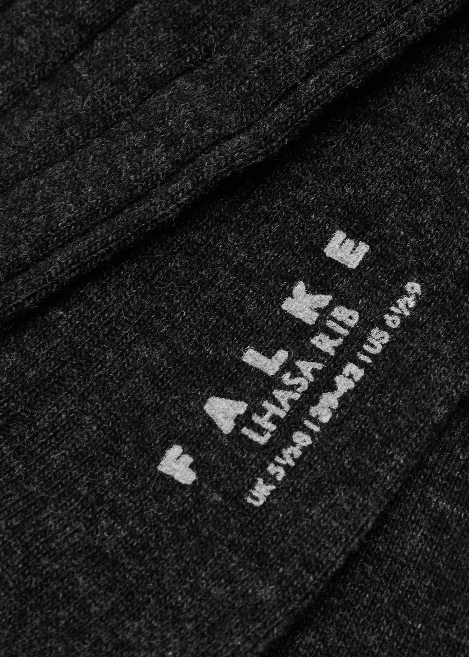 Falke Lhasa Ribbed Wool-blend Socks In Black