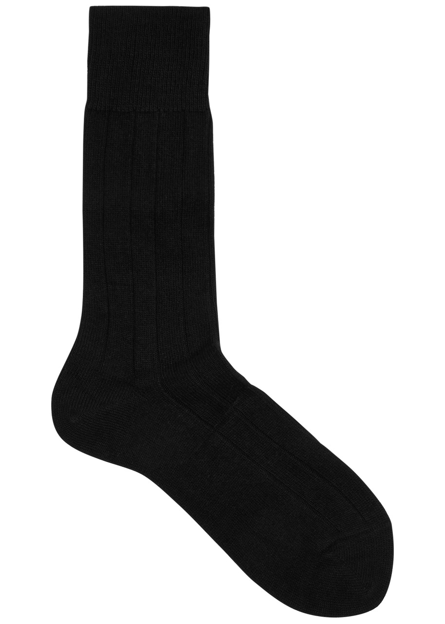 Falke Lhasa Ribbed Wool-blend Socks - Black - 8.5 11 (IT43-46)