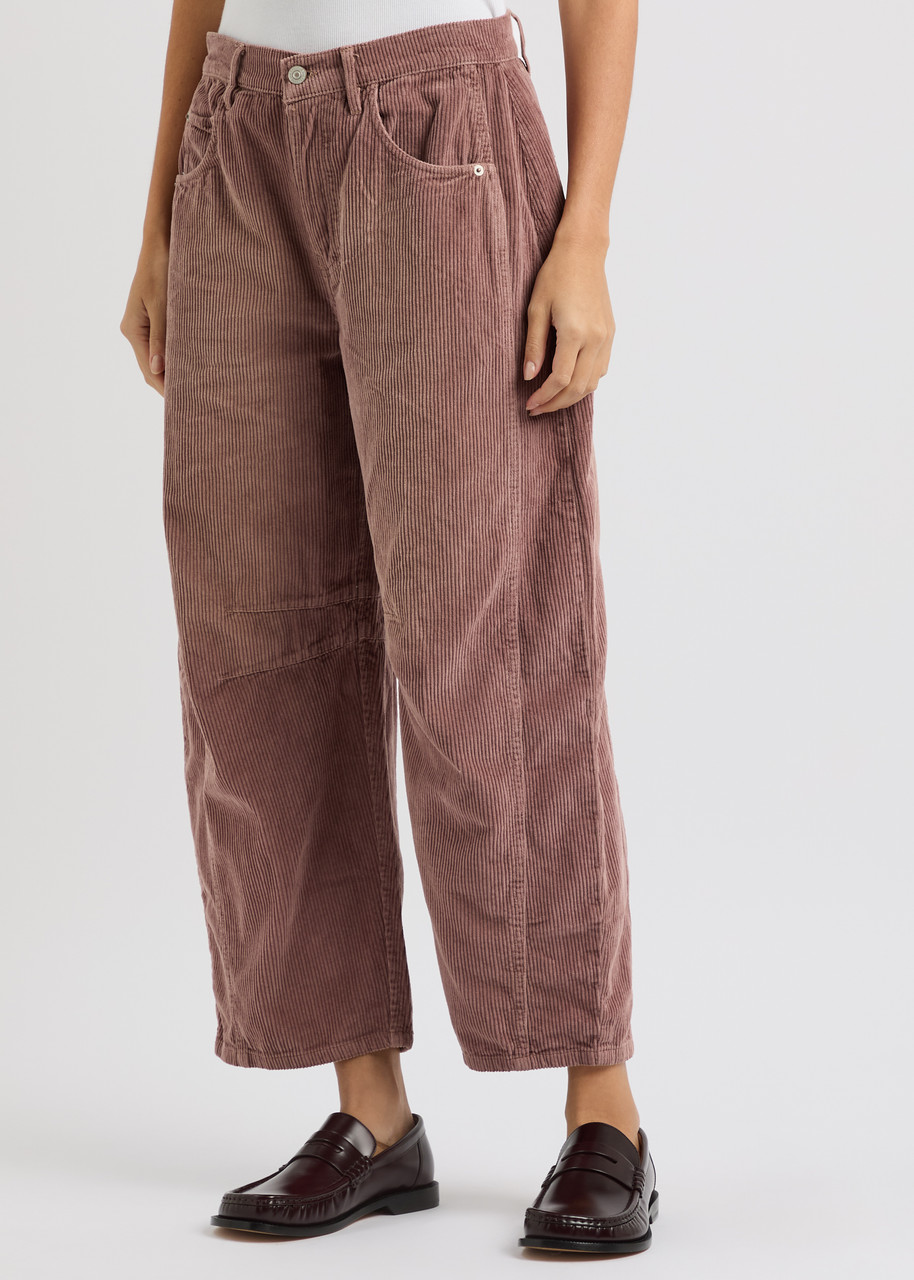 Free People Good Luck Cropped Corduroy Trousers In Rose