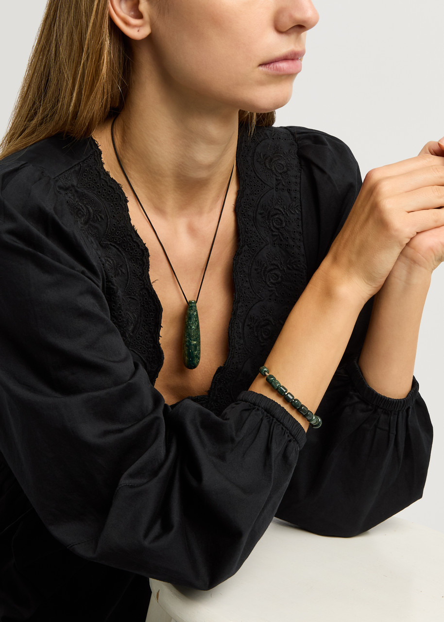 Daphine X Monikh X Monikh Dale Preeth Beaded Silver-plated Bangle In Green