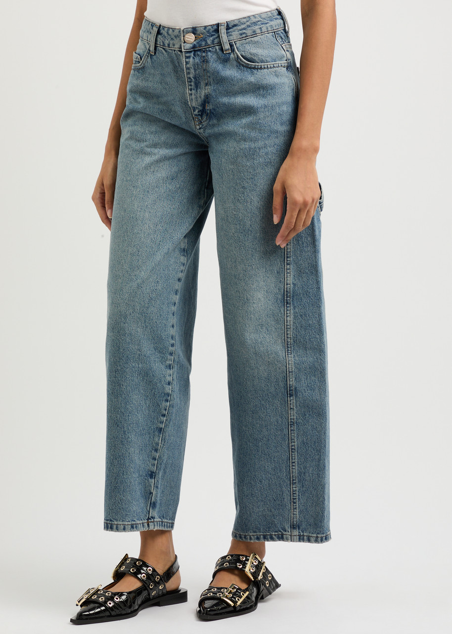 Damson Madder Dion Cropped Barrel-leg Jeans In Blue