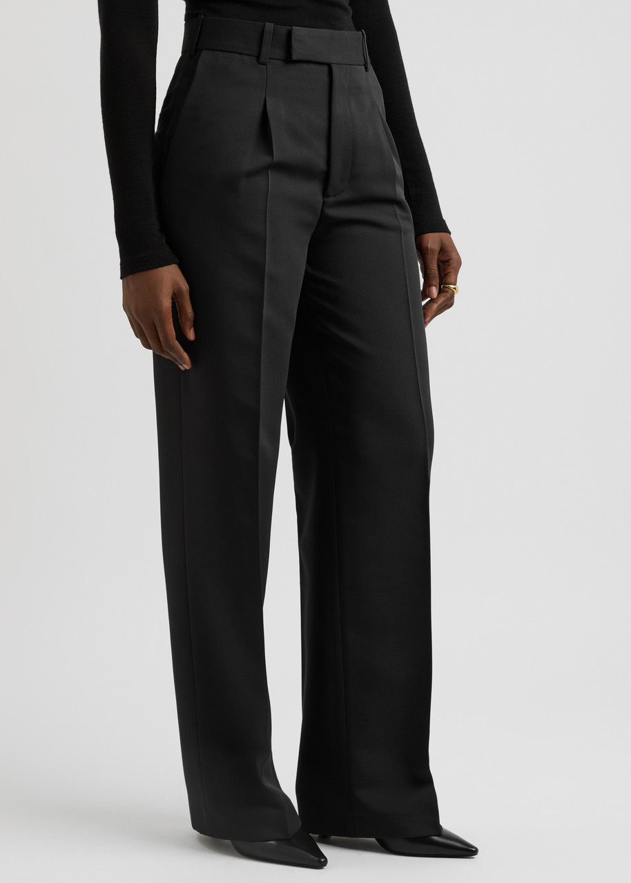 Rohe Wool-blend Twill Straight-leg Pants In Black