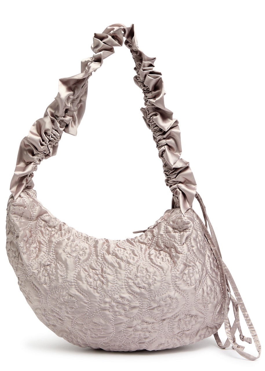 Damson Madder Kidney Ruched Satin Shoulder bag - Silver - One Size