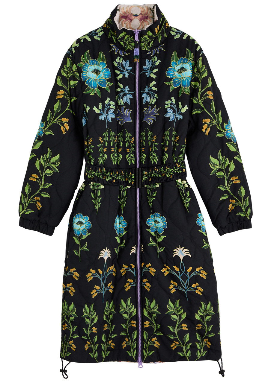 Farm Rio Winter Garden Reversible Floral-print Shell Jacket In Green