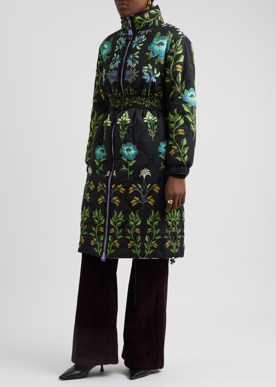 Farm Rio Winter Garden Reversible Floral-print Shell Jacket In Green