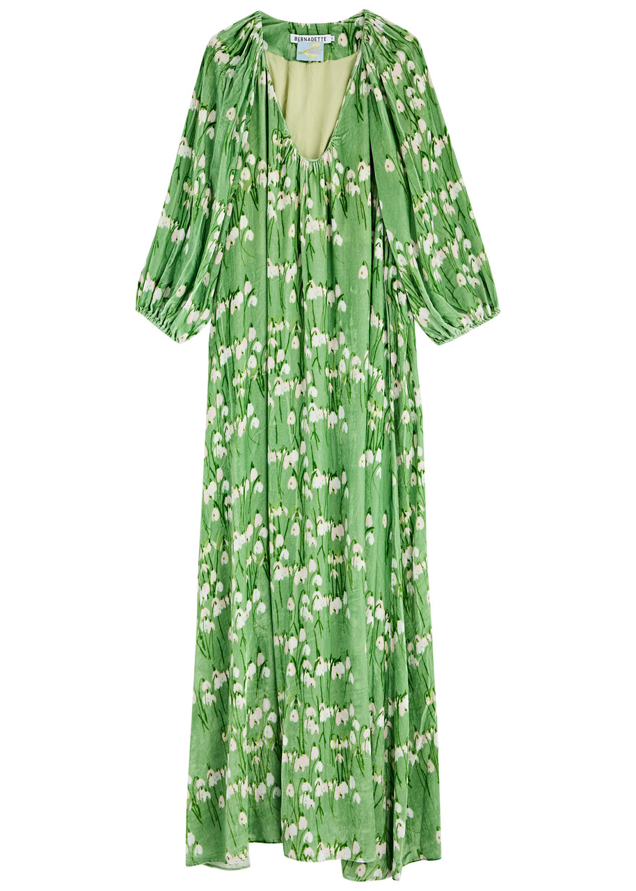 Bernadette Georgio Floral-print Velvet Maxi Dress - Multi Print - 34 (UK6 /xs)