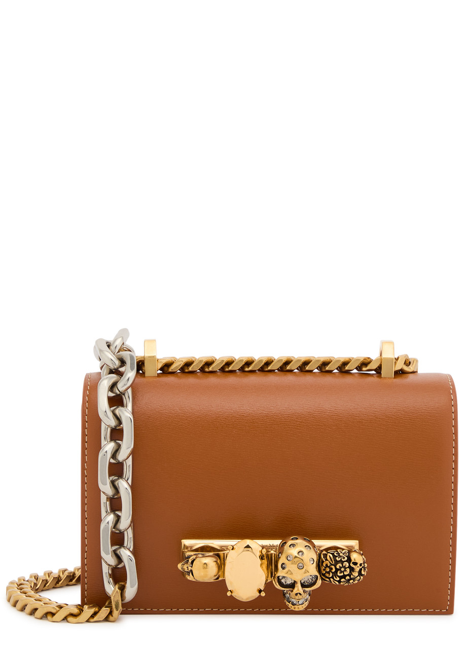 Alexander Mcqueen The Jewelled Satchel Saffiano Leather Shoulder Bag In Tan