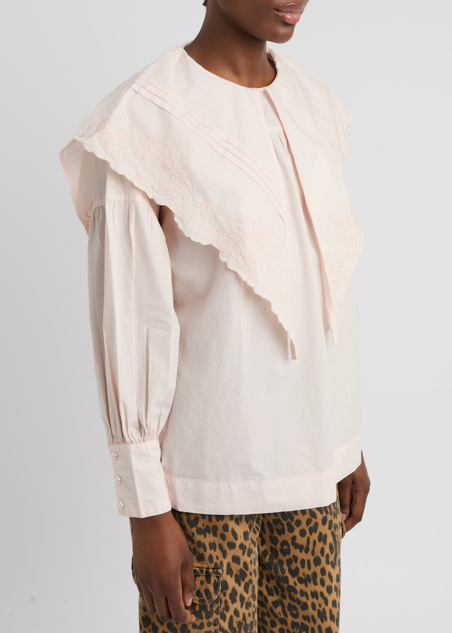 Damson Madder Candy Broderie Anglaise Cotton Blouse In Pink