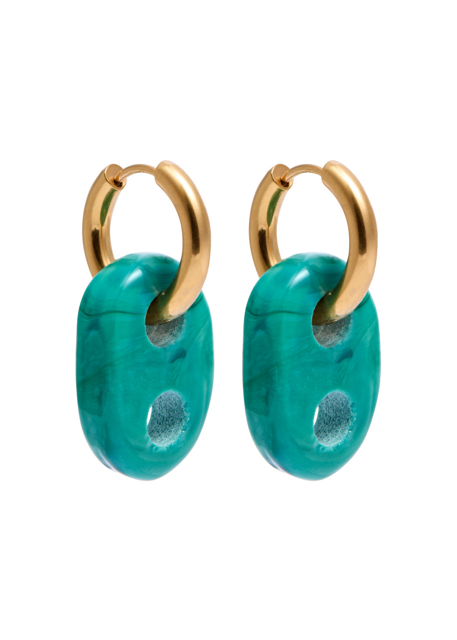 Sandralexandra Mariner 18kt Gold-plated Hoop Earrings In Turquoise