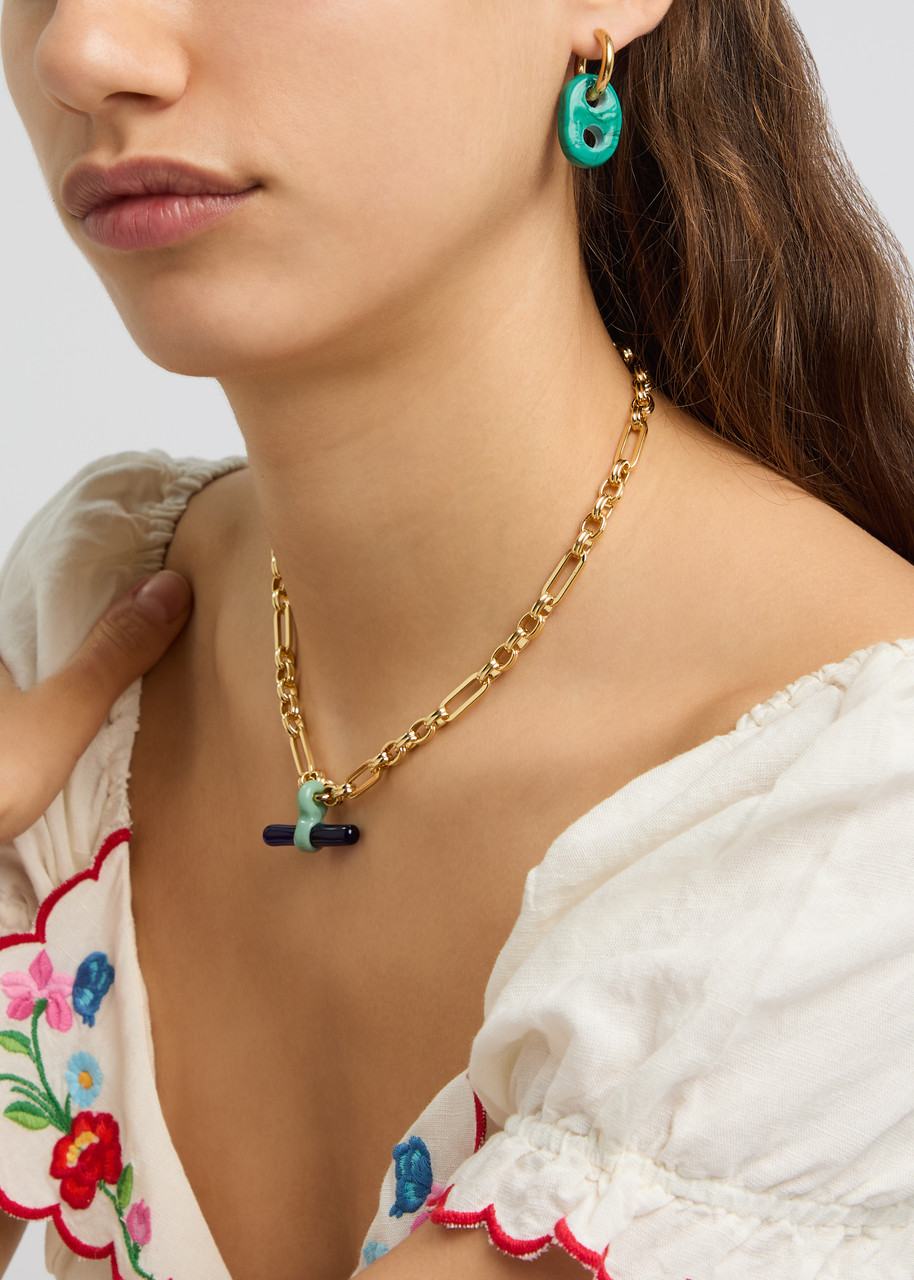 Sandralexandra Mariner 18kt Gold-plated Hoop Earrings In Turquoise