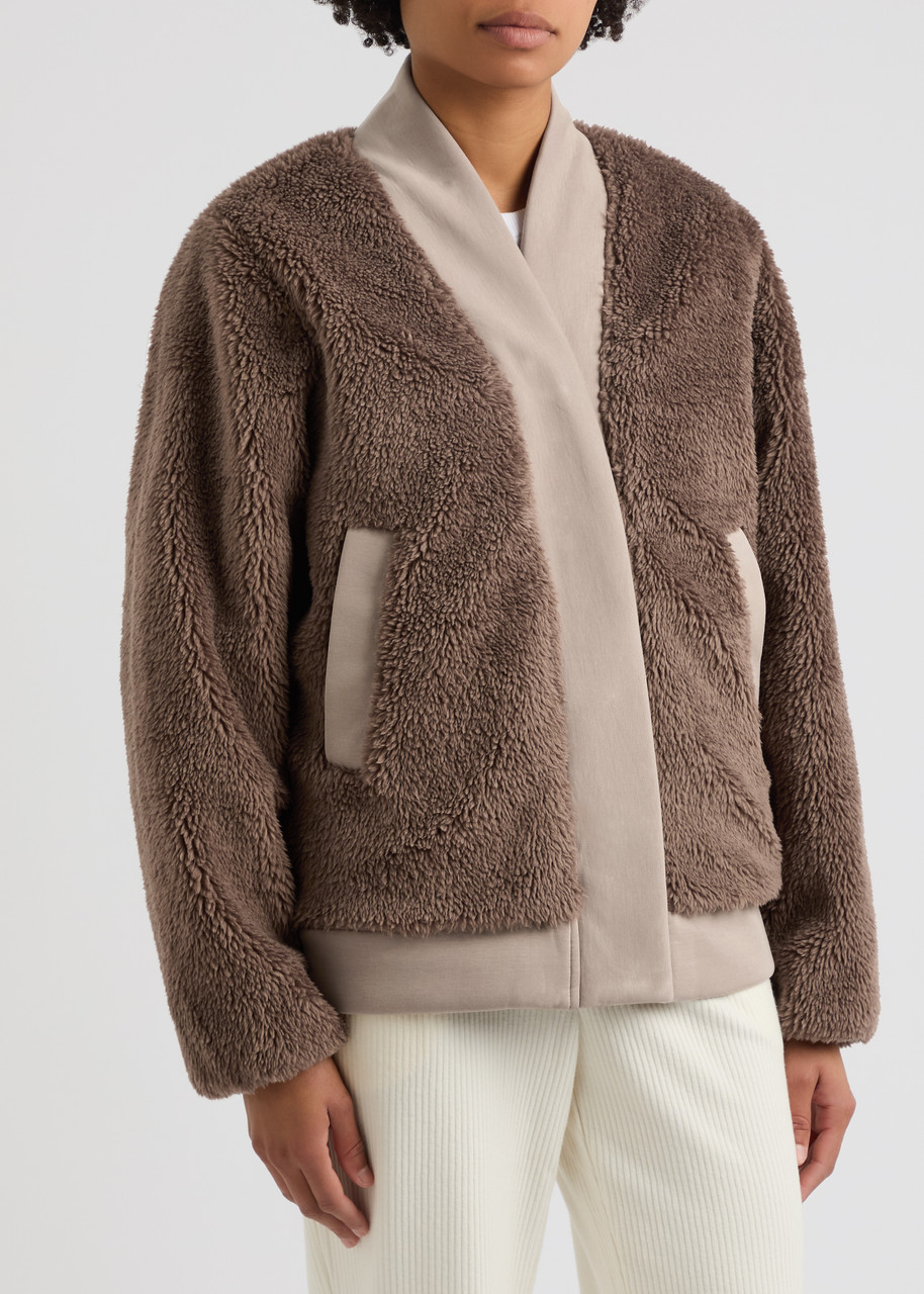 Varley Joanna Reversible Fleece And Nylon Jacket In Brown