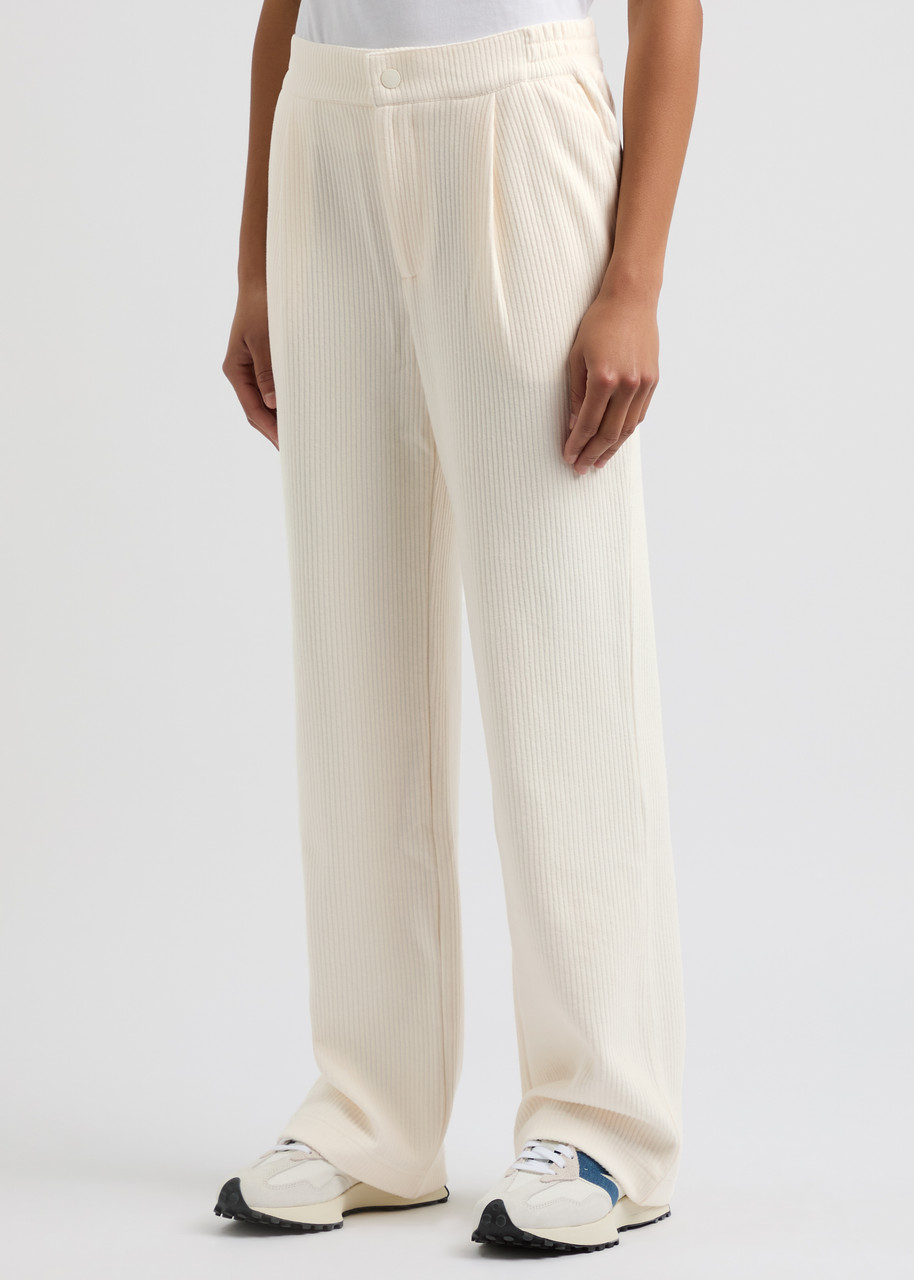 Varley Aberdeen Straight-leg Corduroy Trousers In Cream