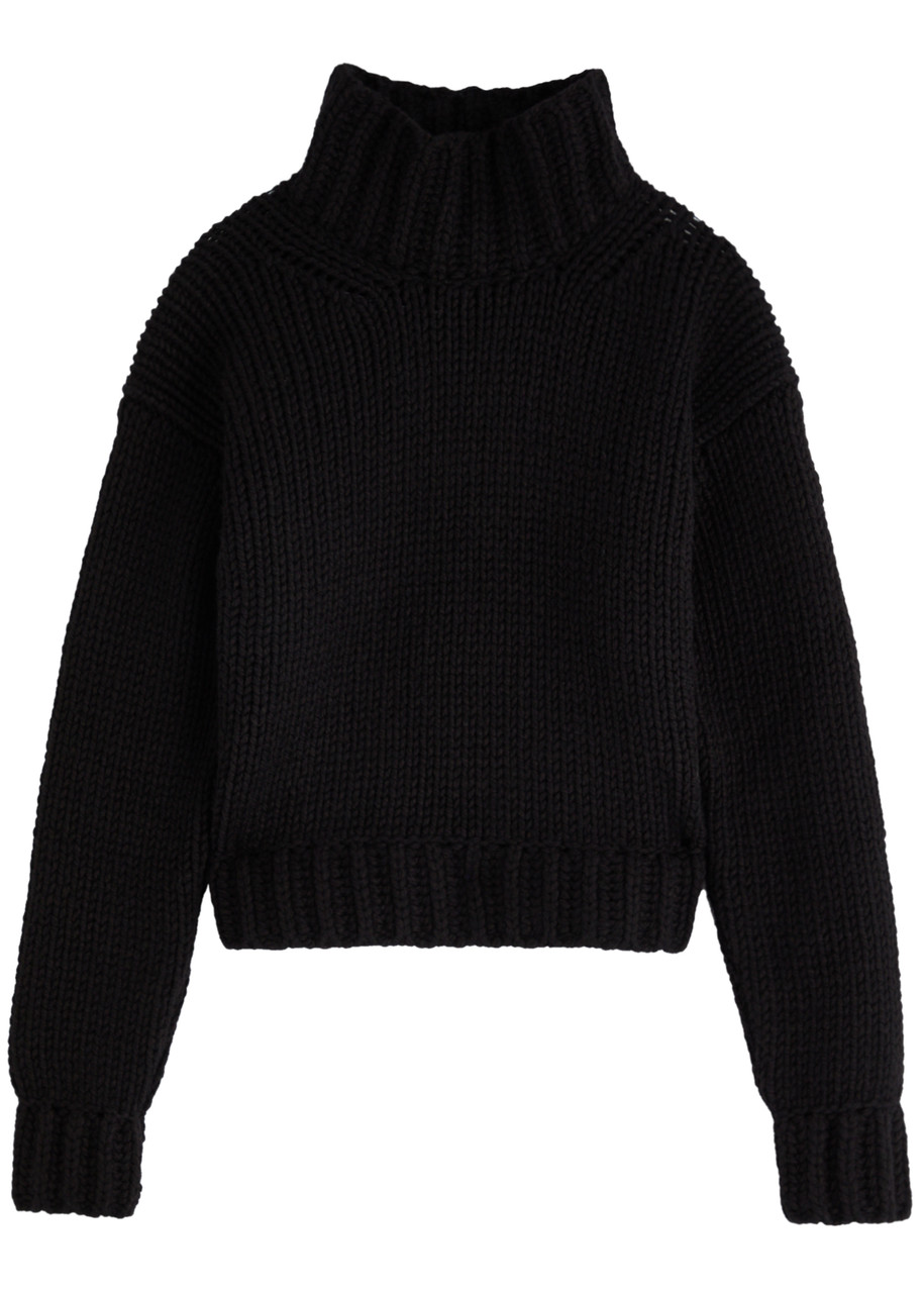 Moncler Logo Wool-blend Jumper In Black
