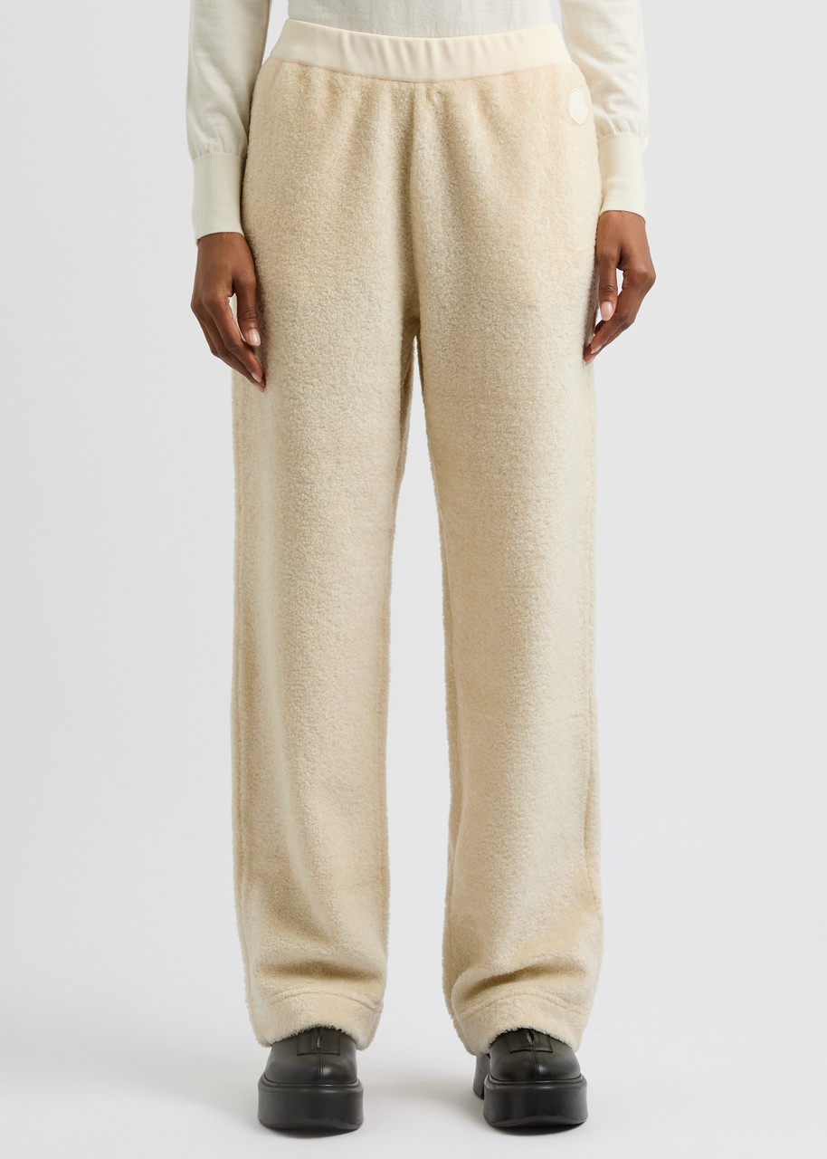 Moncler Logo Straight-leg Fleece Track Pants In Ivory