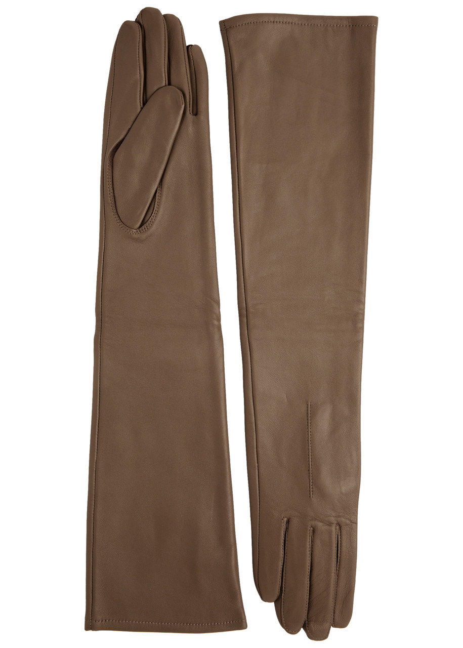 Dents Mia Leather Long Gloves In Brown