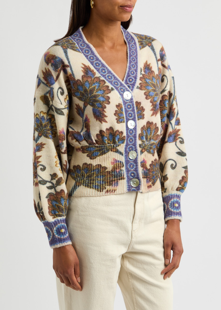 Farm Rio Ainika Floral Cardigan In Cream