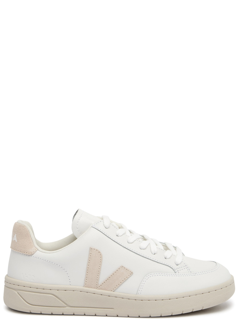 Veja Woman's V12 White And Beige Vegan Leather Sneakers In Beige