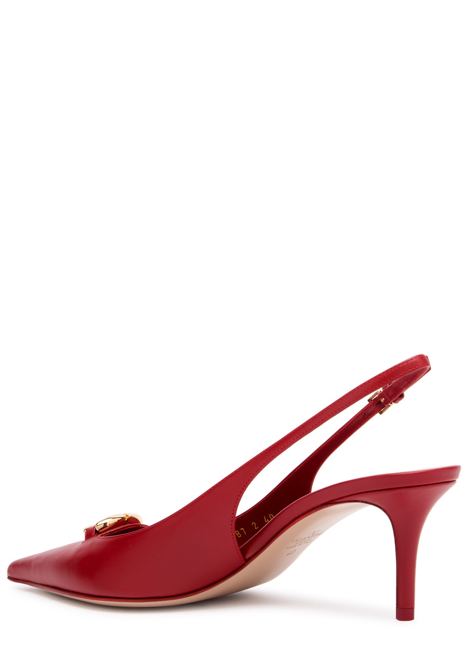 Valentino Garavani Valentino Vlogo Signature Pointed Toe Slingback Pumps In Red