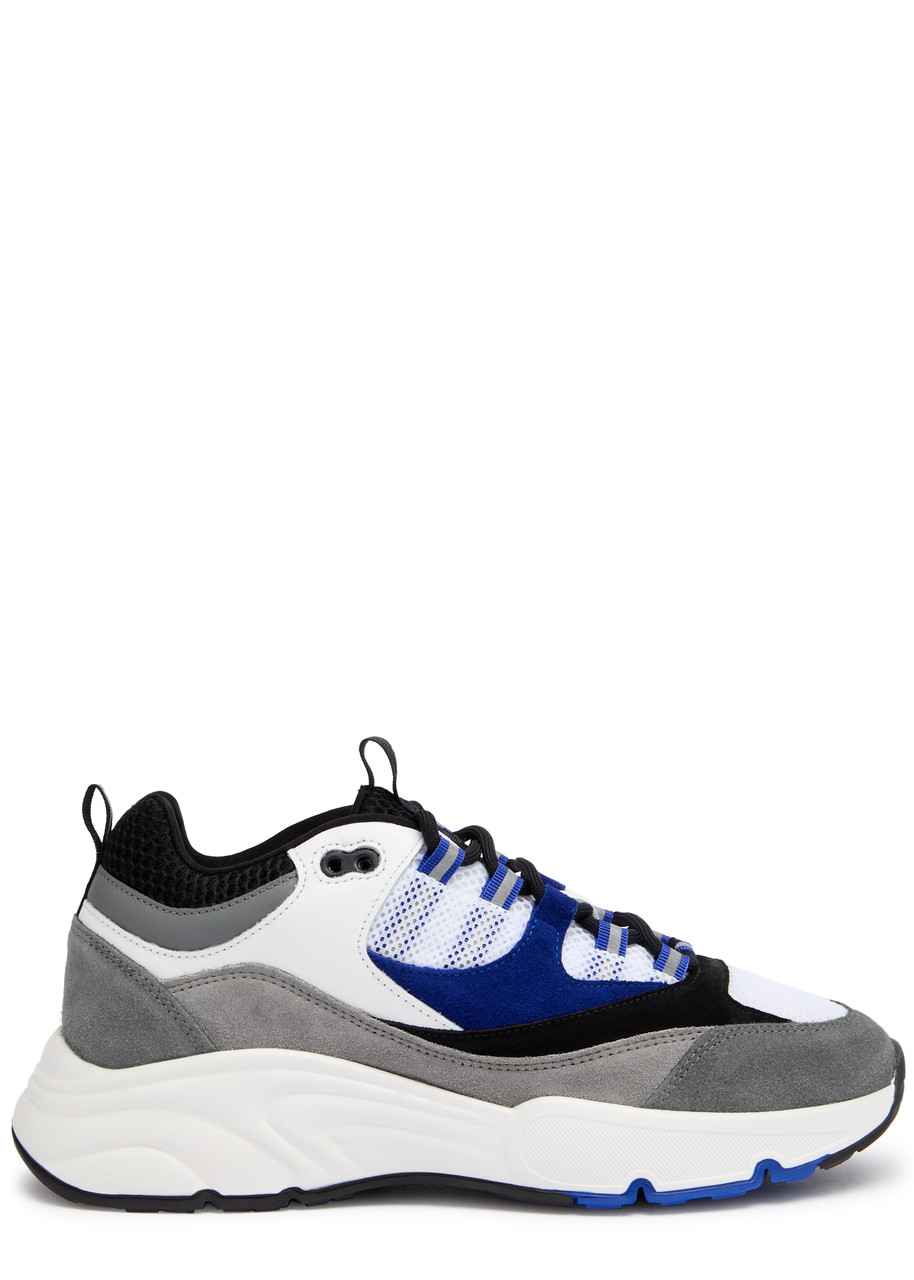 Cleens Aero Panelled Mesh Sneakers In Blue And White