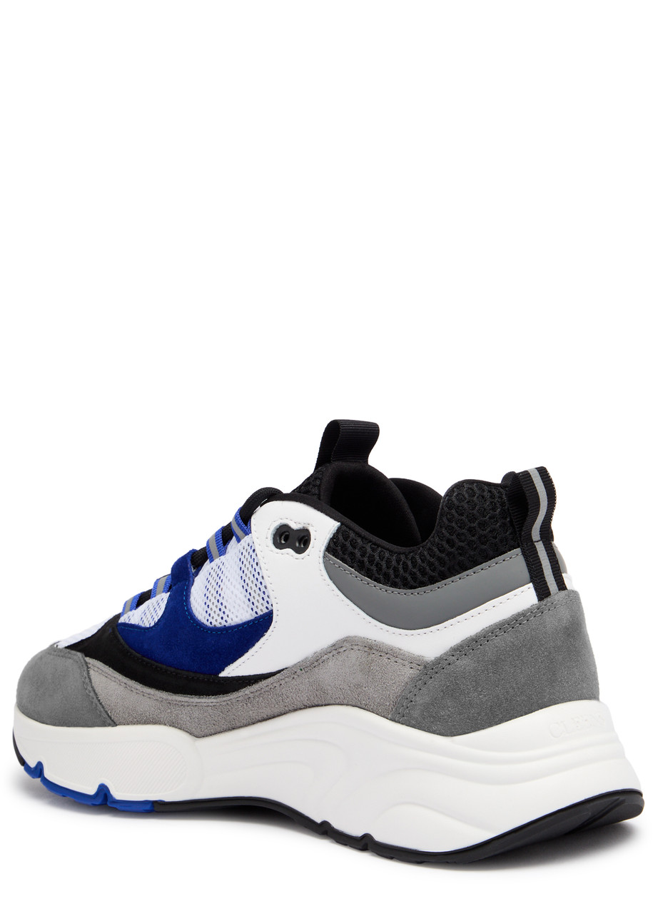 Cleens Aero Panelled Mesh Sneakers In Blue And White