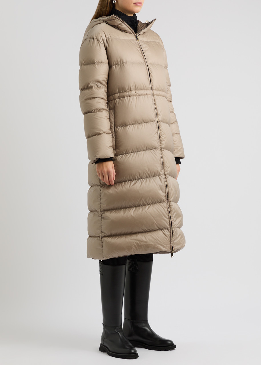 Moncler Boulogne Reversible Quilted Shell Coat In Beige