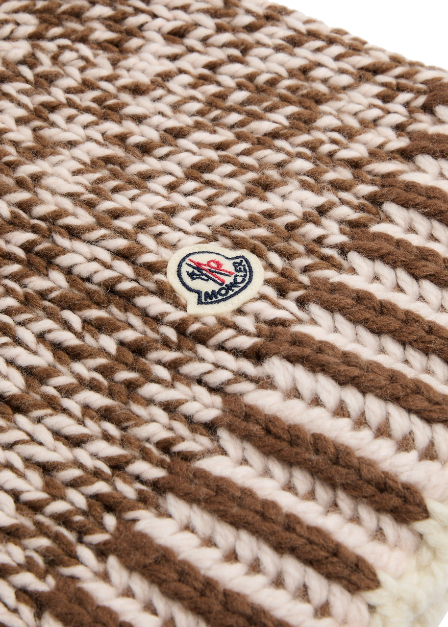 Moncler Mouliné Wool-blend Beanie – Brown – One Size