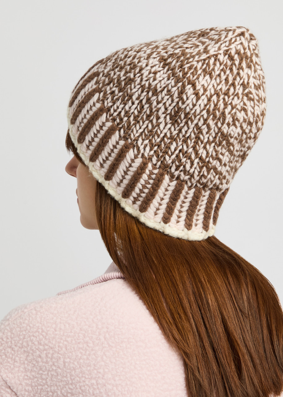 Moncler Mouliné Wool-blend Beanie – Brown – One Size