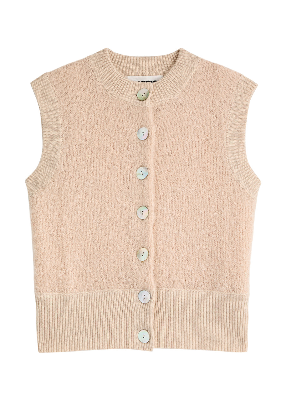 Crush Cashmere Odi Bouclé Mohiar Vest In Beige