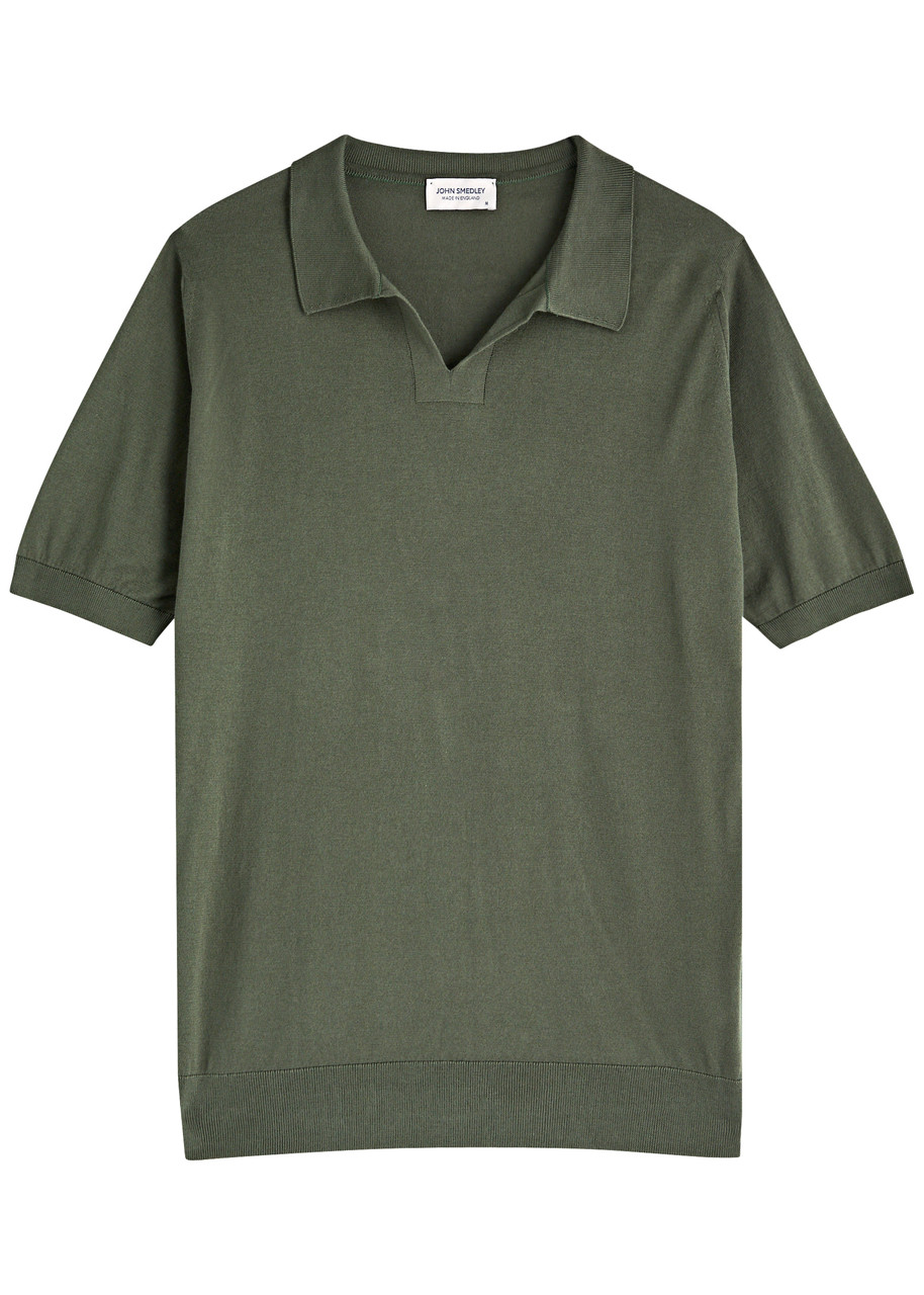 John Smedley Donnelly Knitted Cotton Polo Shirt In Dark Green